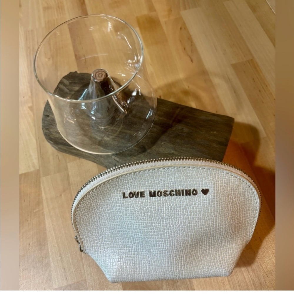 Love Moschino Ivory Textured Make Up Pouch